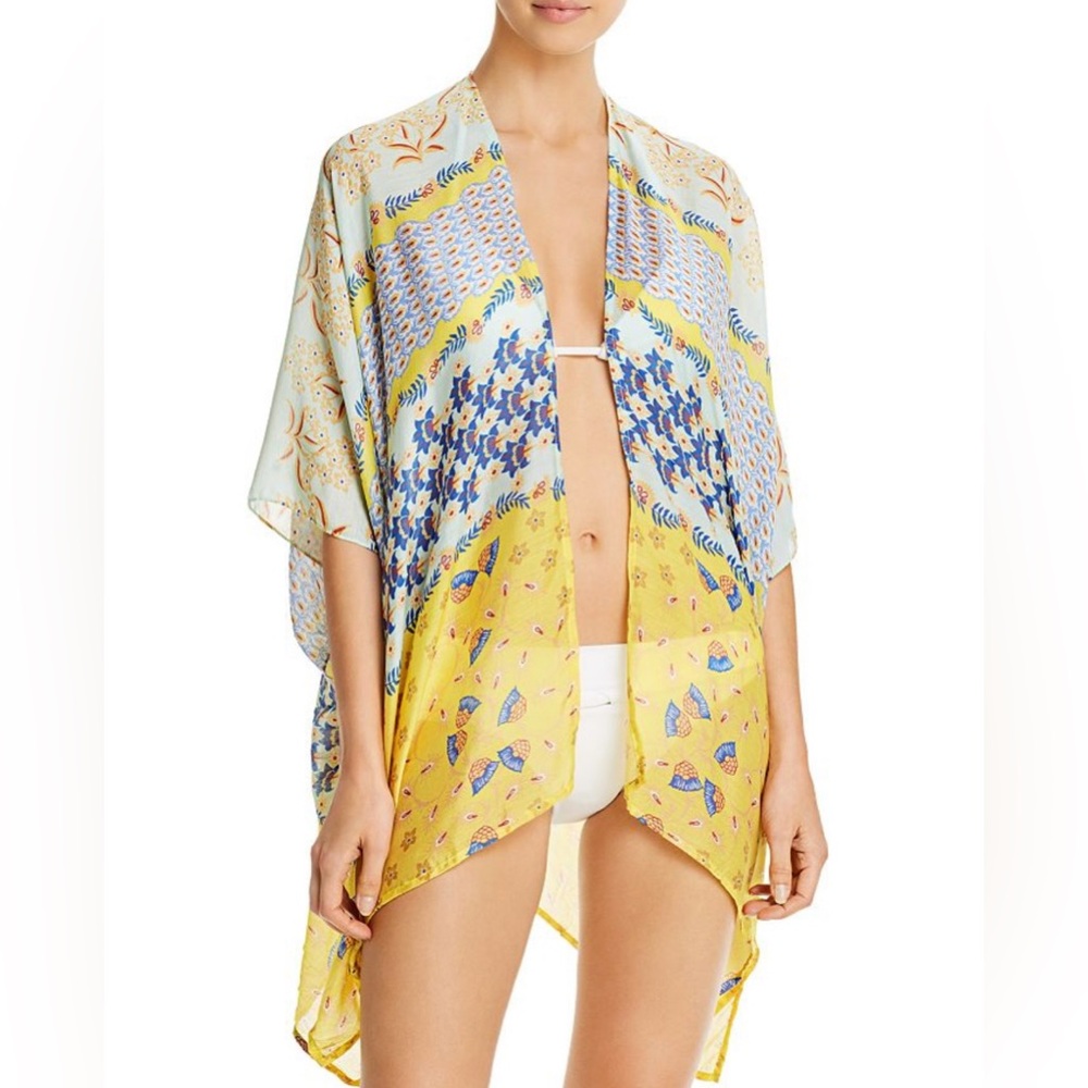 Echo Flora Printed Duster Swim Cover-up In Yellow Glow